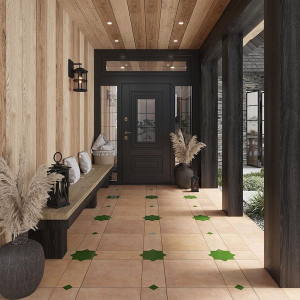 Terralis 7 in. x 7 in. Glossy Deep Forest Green Porcelain Star Wall and Floor Tile (6.46 sq ft/case)-16 Pack