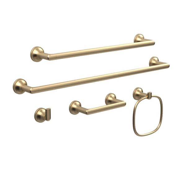Lynstone 24 in. Wall Mounted Towel Bar in Brushed Gold