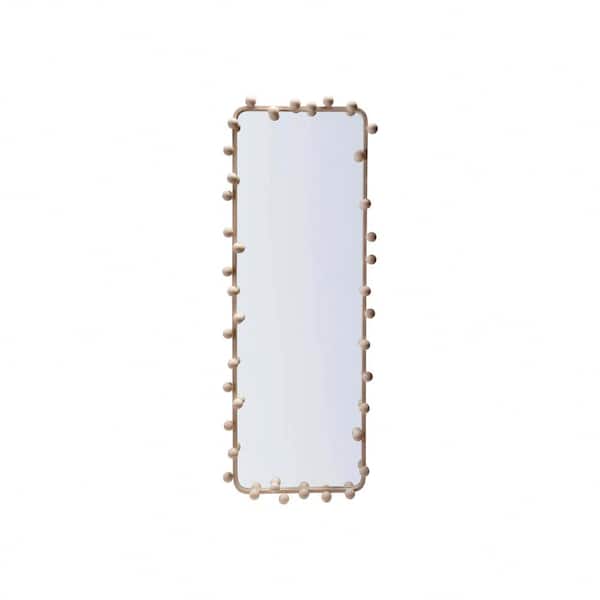 23.6 in. W x 63 in. H Metal Ball Framed Antique White Wall Mirror