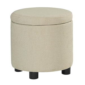 Designs4Comfort Light Tan Fabric Round Accent Storage Ottoman