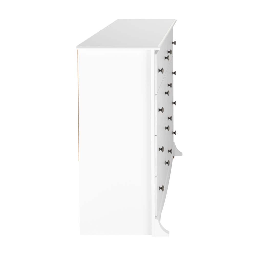 White Double 8-Drawer Horizontal Dresser with Deep Drawers