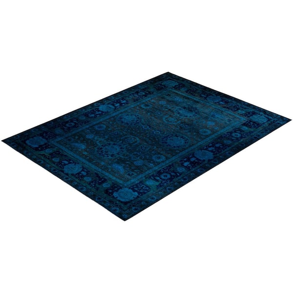 Overdyed Black 10 ft. x 13 ft. Wool Indoor Area Rug