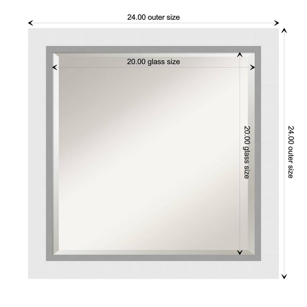 Blanco White 24" Square Real Wood Framed Wall Mirror
