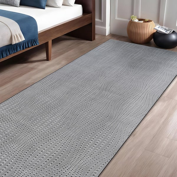 Serenity Gray Solid 2 ft. X 7 ft. Modern Runner Non Skid Soft Indoor Area Rug