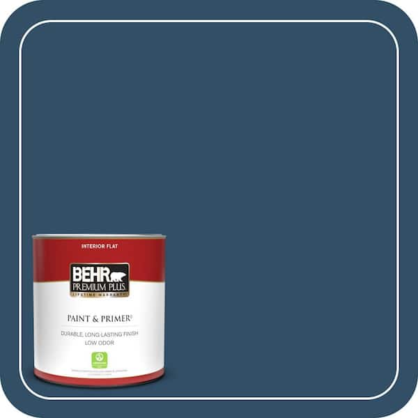 BEHR PREMIUM PLUS 1 qt. #ECC-53-3 Outer Space Flat Low Odor Interior Paint & Primer