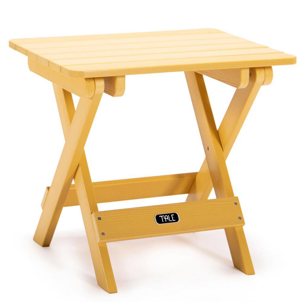 Portable Yellow Folding Side Table Square Plastic Wood Table Is Perfect For