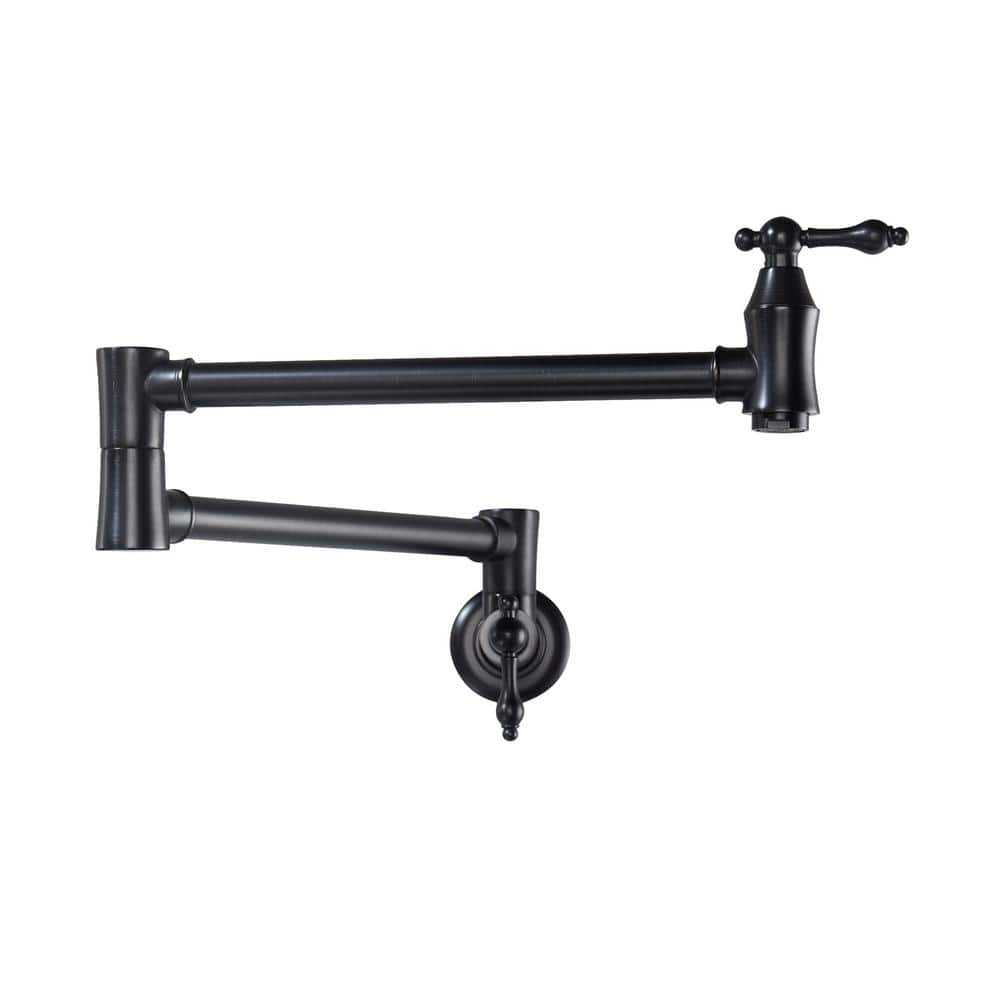 Mondawe Retro Style Wall Mounted Pot Filler with Double Handles in Matte  Black MO8041DT-MB The Home Depot