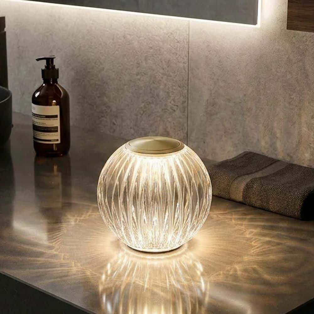 Mia 4.14 in. Brass Glam Rechargeable Color-Changing LED Ornamental Table Lamp for Bedrooms with Optic Acrylic Shade price history on PriceWatchPro
