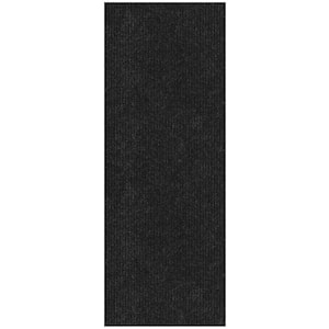 Ribbed Waterproof Non-Slip Rubberback 3x5 Entryway Mat, 2 ft. 7 in. x 4 ft., Black, Polyester Garage Flooring