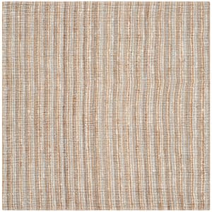 Natural Fiber Gray/Beige 10 ft. x 10 ft. Woven Crosstitch Square Area Rug