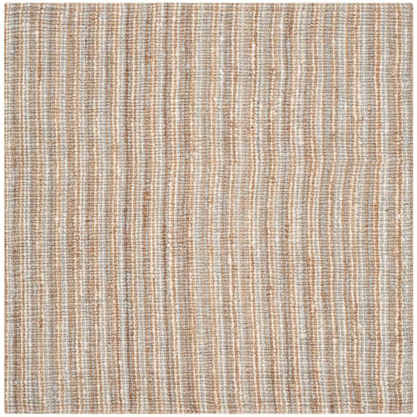 Natural Fiber Gray/Natural 10 ft. x 10 ft. Woven Crosstitch Square Area Rug