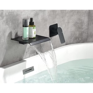 Dowell 1 Handle Wall Mounted Faucet with Solid Brass Valve and Spot Resistant in Matte Black, 4 GPM Waterfall Flow