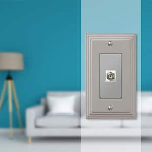 Tiered 1 Gang Coax Metal Wall Plate - Satin Nickel