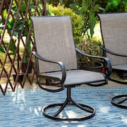 Black 5-Piece Metal Patio Fire Pit Set with Textilene Swivel Chairs