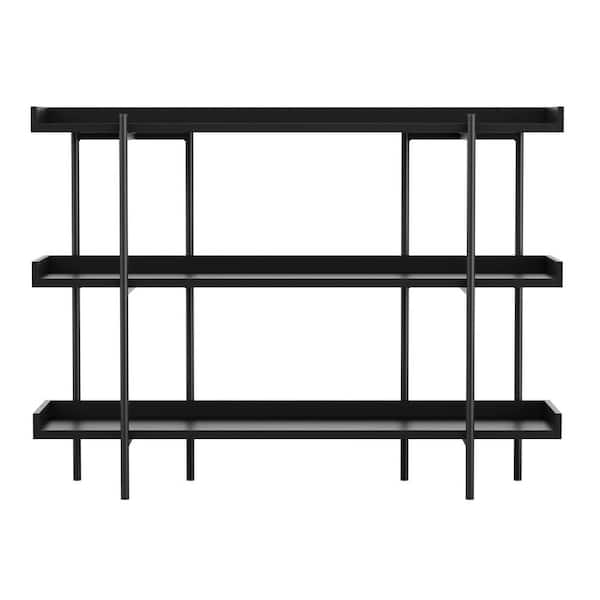 Folding 3 Shelf Narrow Black Metal with Natural Wood Shelves - Brightroom™