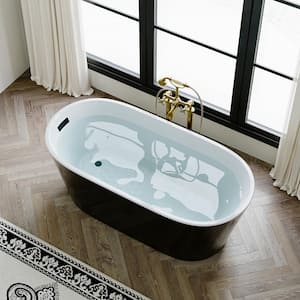 59 in. x 27.6 in. Soaking Bathtub with Side Drain in Matte Black