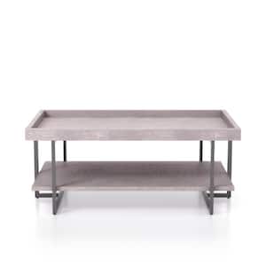 Triblisi 48 in. Antique Gray/Gun Metal Large Rectangle Wood Coffee Table with Shelf