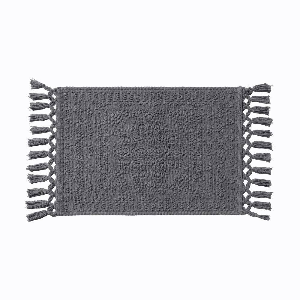 Nellore Charcoal Gray 17 in. x 28 in. Fringe Solid Color Cotton Rectangle Bath Rug price history on PriceWatchPro