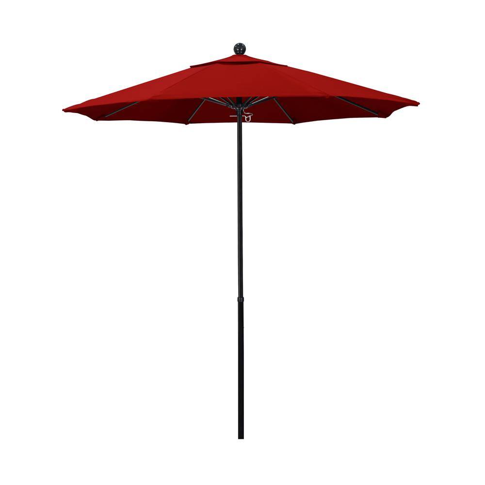 7.5 ft. Black Fiberglass Commercial Market Patio Umbrella with Fiberglass Ribs and Push Lift in Jockey Red Sunbrella price history on PriceWatchPro