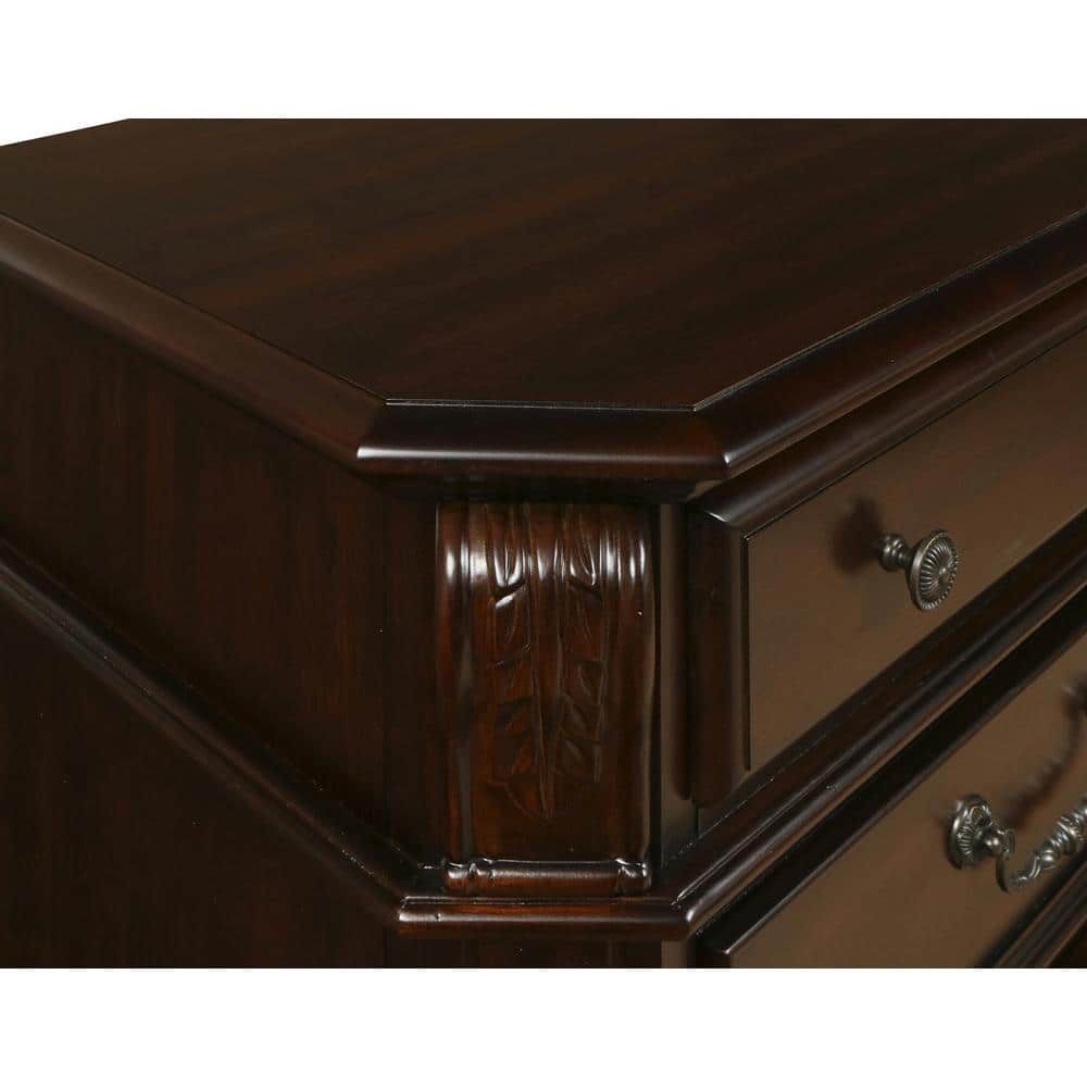 Emilie Tudor Brown Solid Wood Traditional 3-Drawer Nightstand
