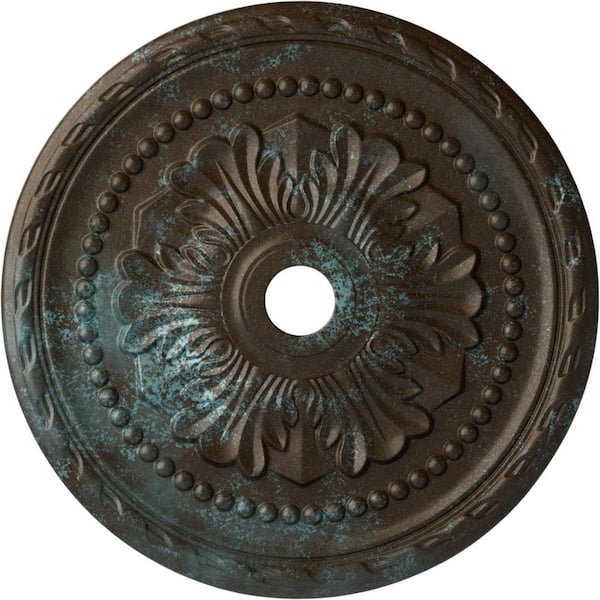 Ekena Millwork 1-3/4" x 31-1/2" x 31-1/2" Polyurethane Palmetto Ceiling Medallion, Bronze Blue Patina