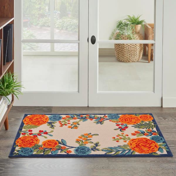 Aloha Multicolor 2 ft. x 3 ft. Botanical Contemporary Area Rug