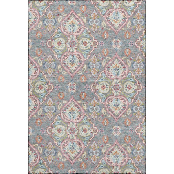 Mayfield Premium Machine Washable Abstract AMF2207 Gray 9 ft. x 12 ft. Area Rug