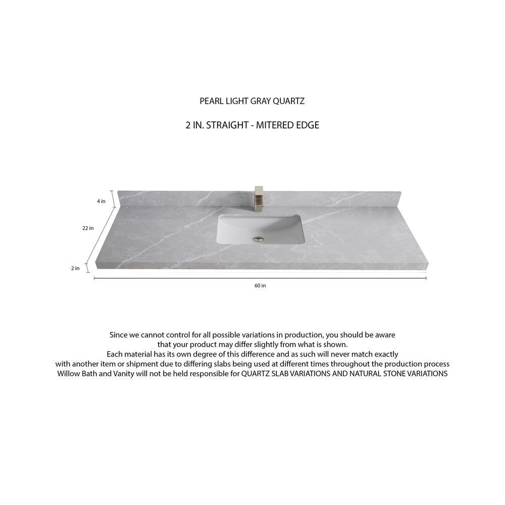 Sonoma 60" Alabaster Bathroom Vanity with Pearl Gray Top