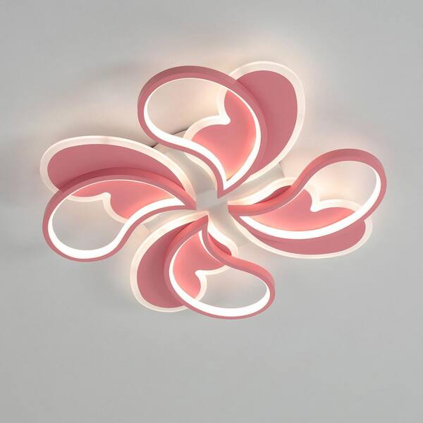 OUKANING ​​19.68 in. 1-Light Pink & White Modern Petal