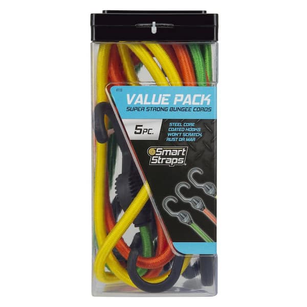 SmartStraps Super Strong, Adjustable Bungee Cord with Hooks Value Pack  Assortment - 5 piece 109 - The Home Depot