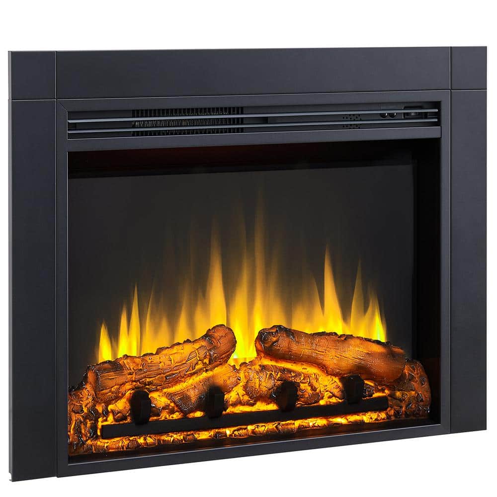 32 in. Ventless Electric Fireplace Insert in Black with Remote Control, 750