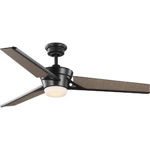 Kasota 56 in. Indoor 3-Blade Tan Linen/Oil Rubbed Bronze LED DC Motor Modern Ceiling Fan with Remote Control