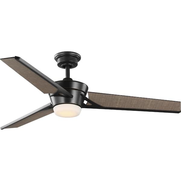 Progress Lighting Kasota 56 in. Indoor/Outdoor Integrated LED Oil Rubbed Bronze Modern Ceiling Fan with Remote for Patio or Porch
