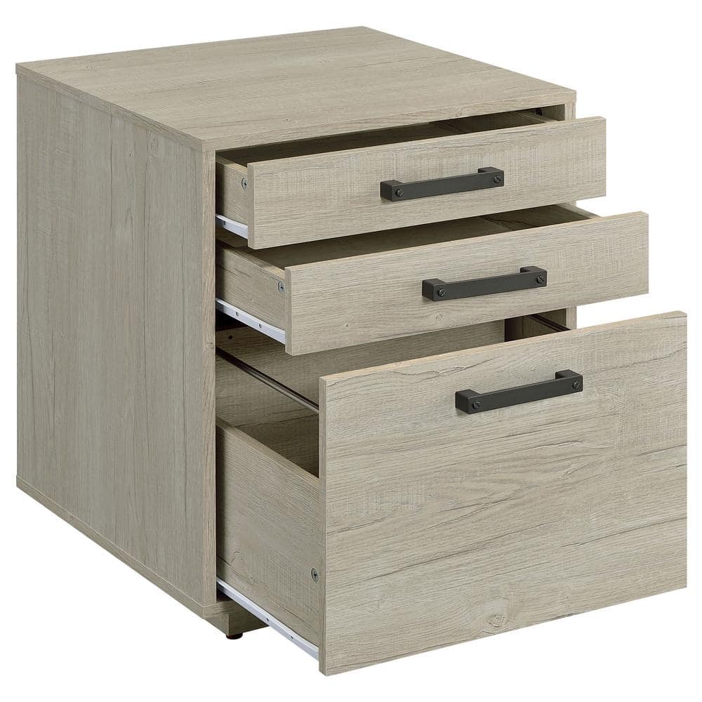 Whitewashed Gray Modern 3-Drawer Wood File Cabinet