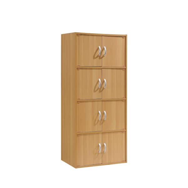 HODEDAH 4-Shelf, 54 in. H Beech Bookcase with Double Doors