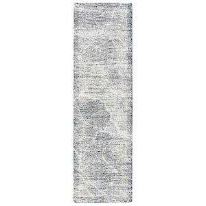 Metro Black/Ivory 2 ft. x 8 ft. Solid Color Abstract Runner Rug