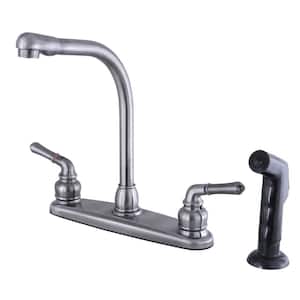 Magellan 2-Handle Deck Mount Centerset Kitchen Faucets with Side Sprayer in Black Stainless