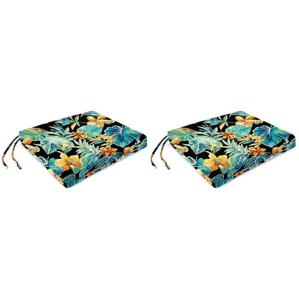 Jordan Manufacturing 19 in. L x 17 in. W x 2 in. T Outdoor Rectangular Chair Pad Seat Cushion in Beachcrest Caviar (2-Pack)