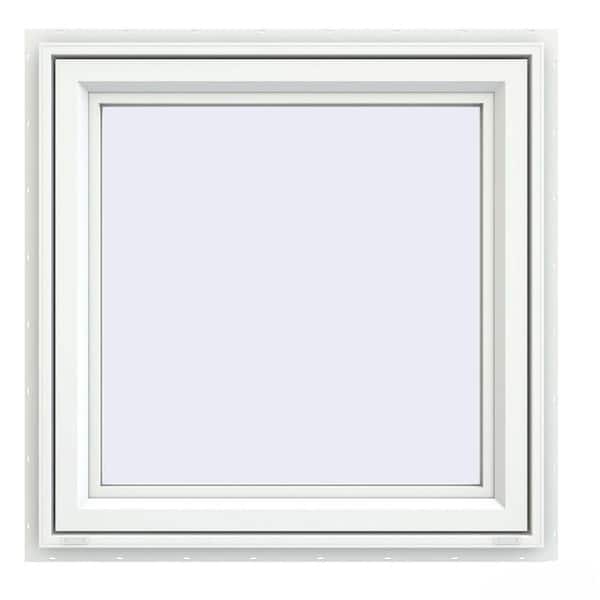 JELD-WEN 29.5 in. x 29.5 in. V-4500 Series White Vinyl Right-Handed Casement Window with Fiberglass Mesh Screen