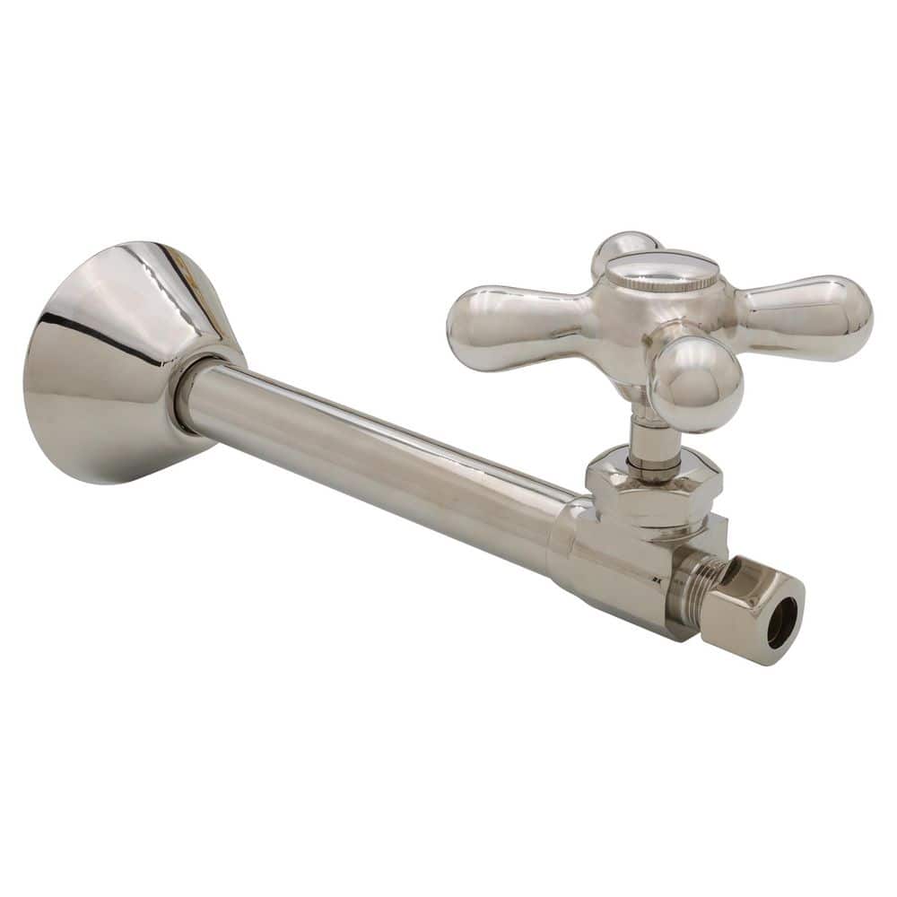 Polished Nickel Cross Handle Straight Stop Valve