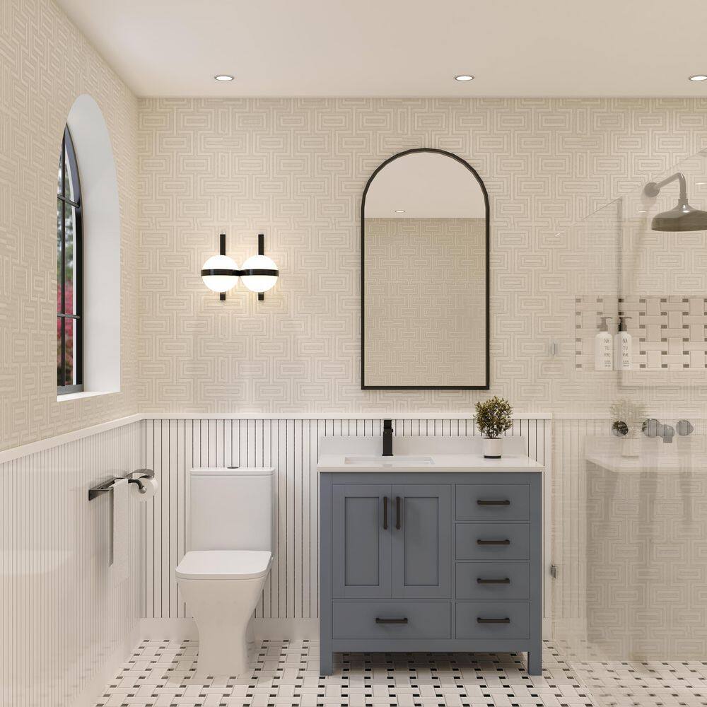 Rooh 36 in. Single Sink Freestanding Charcoal Grey Bath Vanity with White Quartz Top price history on PriceWatchPro
