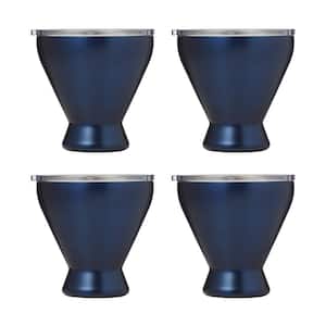 11 oz. Navy Blue Stainless Steel All-Purpose Cocktail Tumbler (Set of 4)