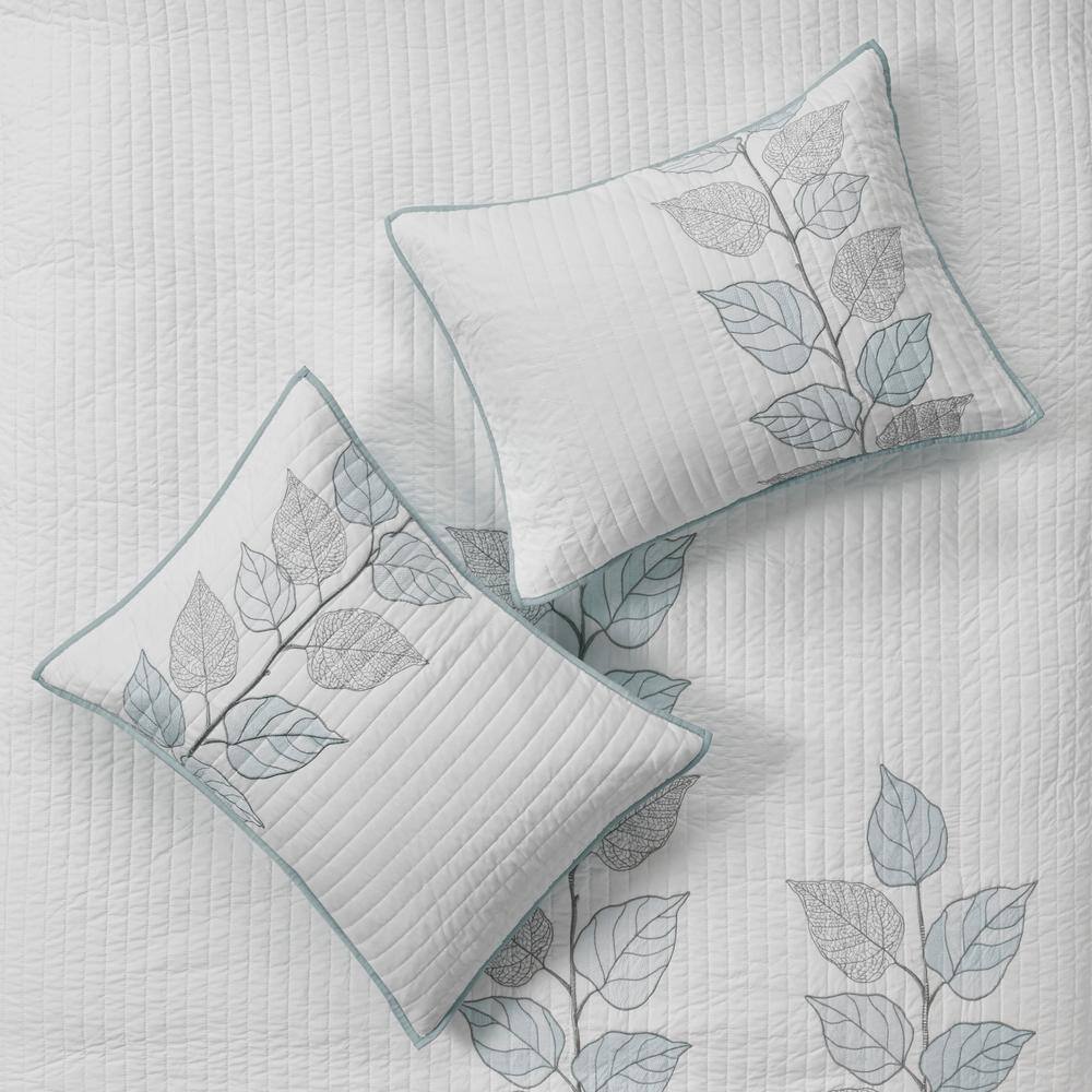 Organic Blue Microfiber Reversible King Quilt Set