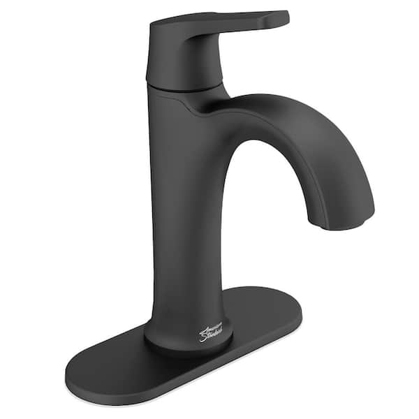 American Standard Becklow Single Handle Single Hole Bathroom Faucet with Deckplate in Matte Black