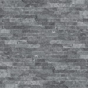 Cosmic Black Ledger Panel 6 in. x 24 in. Textured Marble Wall Tile (6 sq. ft./Case)
