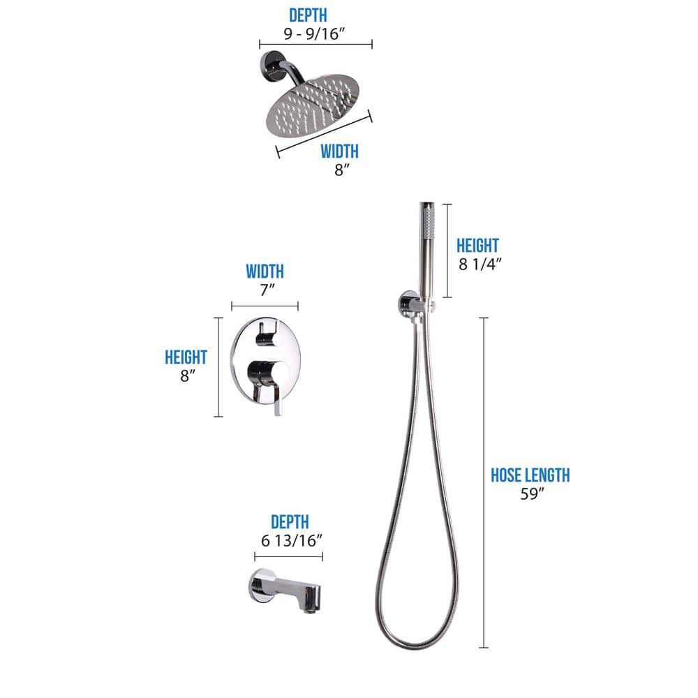 Chrome Multi-Head Rain Shower System with Handheld