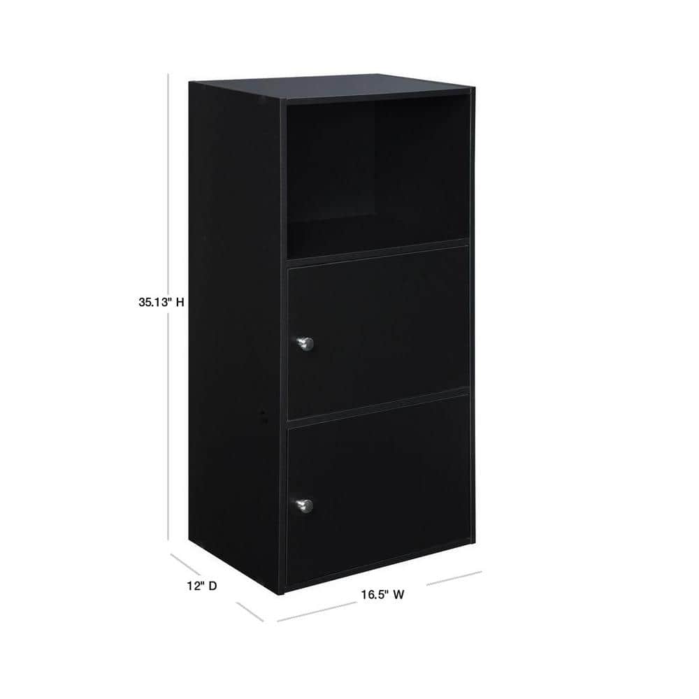 Black Modular Office Storage Cabinet with Chrome Knobs