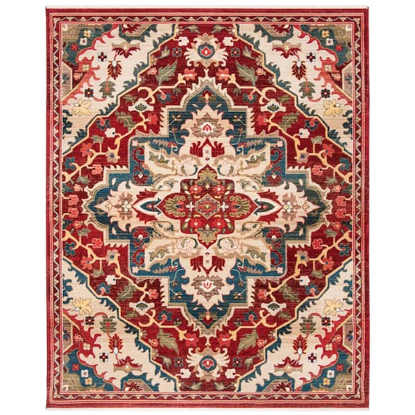 SAFAVIEH Kashan Red/Beige 9 ft. x 12 ft. Border Area Rug