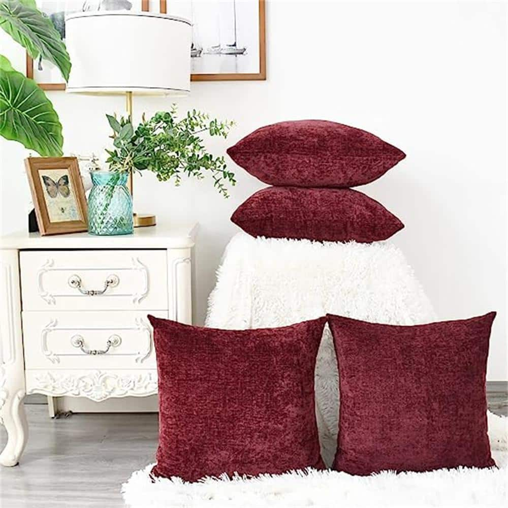 Burgundy fur clearance throw pillows