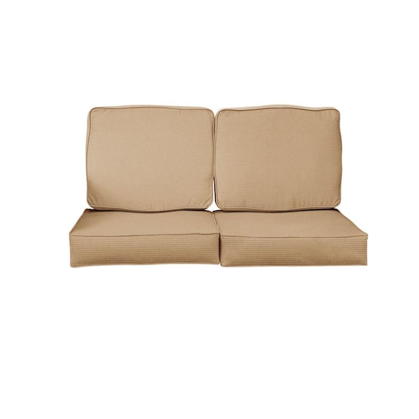 SORRA HOME 27 x 23 x 5 (4-Piece) Deep Seating Outdoor Loveseat Cushion in ETC Fawn